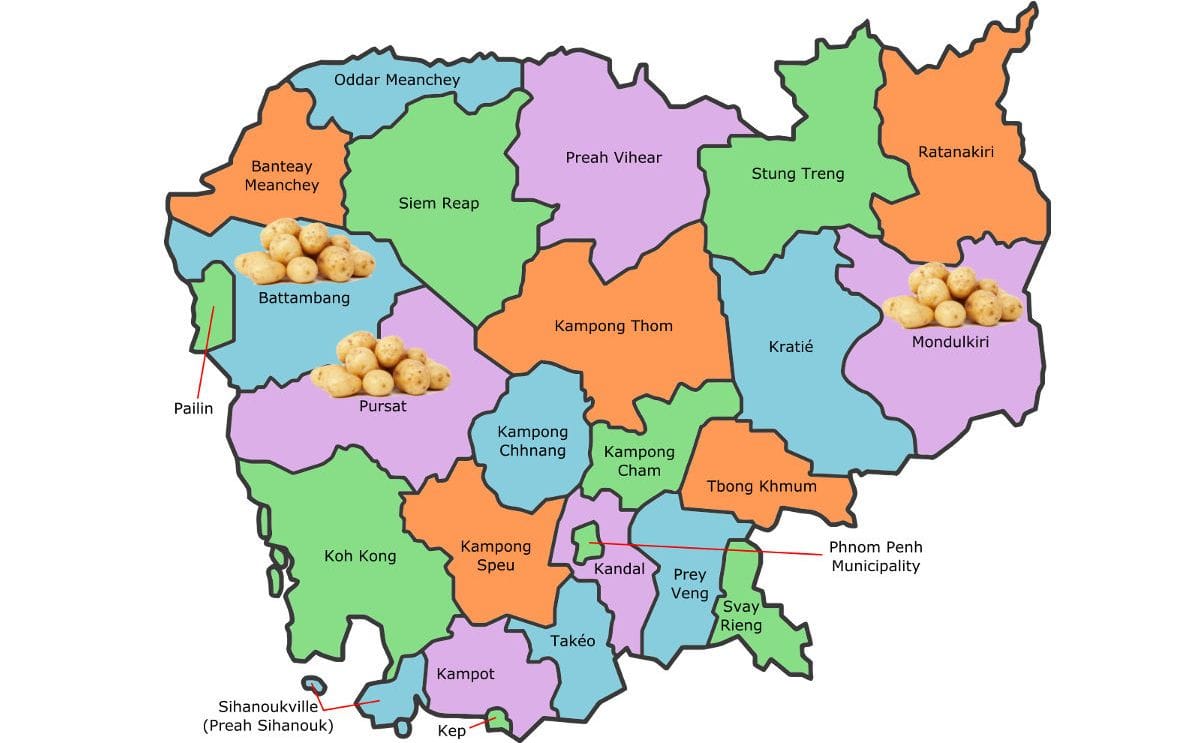 Cambodia provinces suitable for potatoes