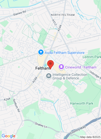 Map showing Feltham,, United Kingdom