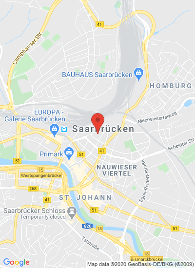 Map showing Saarbrücken, Germany