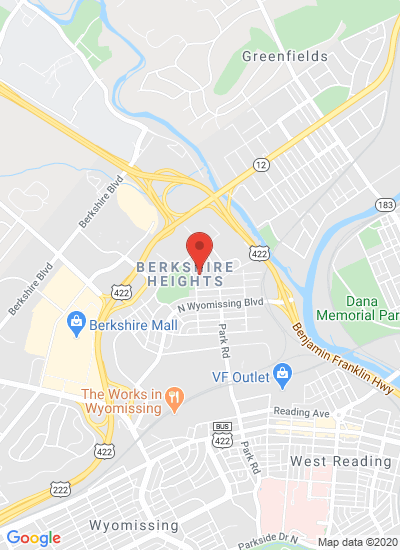 Map showing Wyomissing, United States