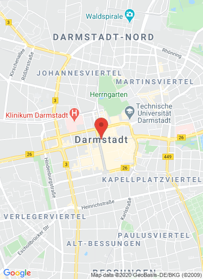 Map showing Darmstadt, Germany