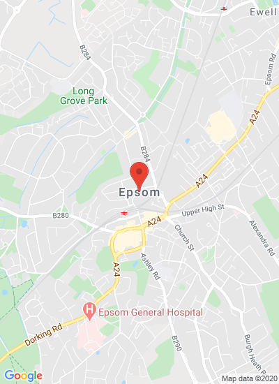 Map showing Epsom, United Kingdom
