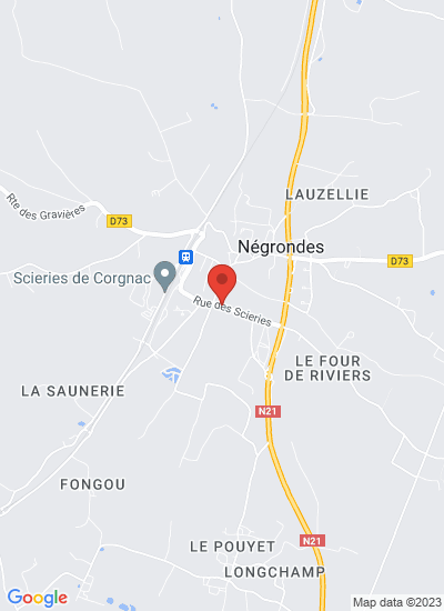 Map showing negrondes, France
