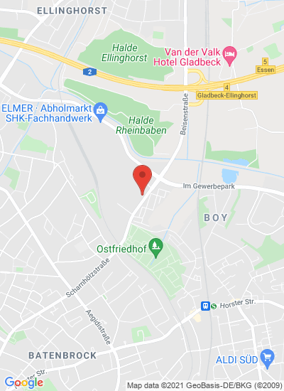 Map showing Bottrop, Germany