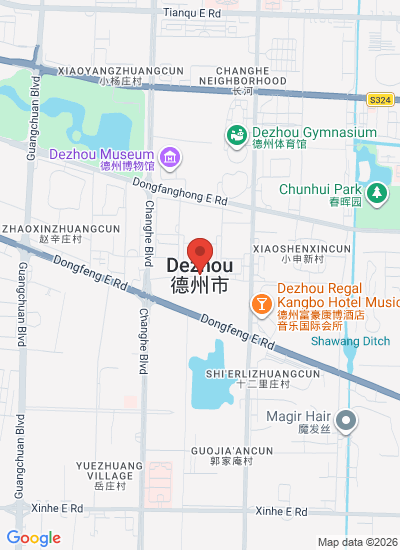 Map showing Dezhou Shi, China