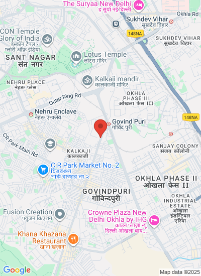 Map showing New Delhi, India