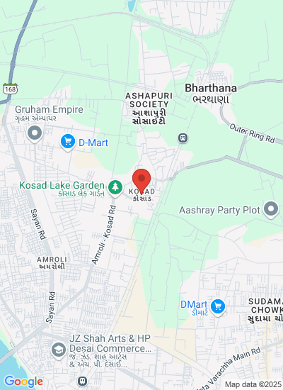 Map showing Surat, India