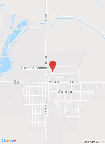 Map showing Warden, United States