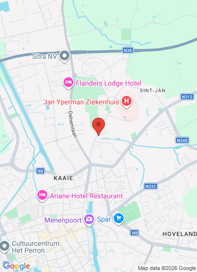 Map showing Ieper, Belgium