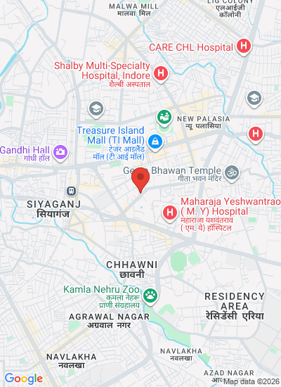 Map showing Indore, India