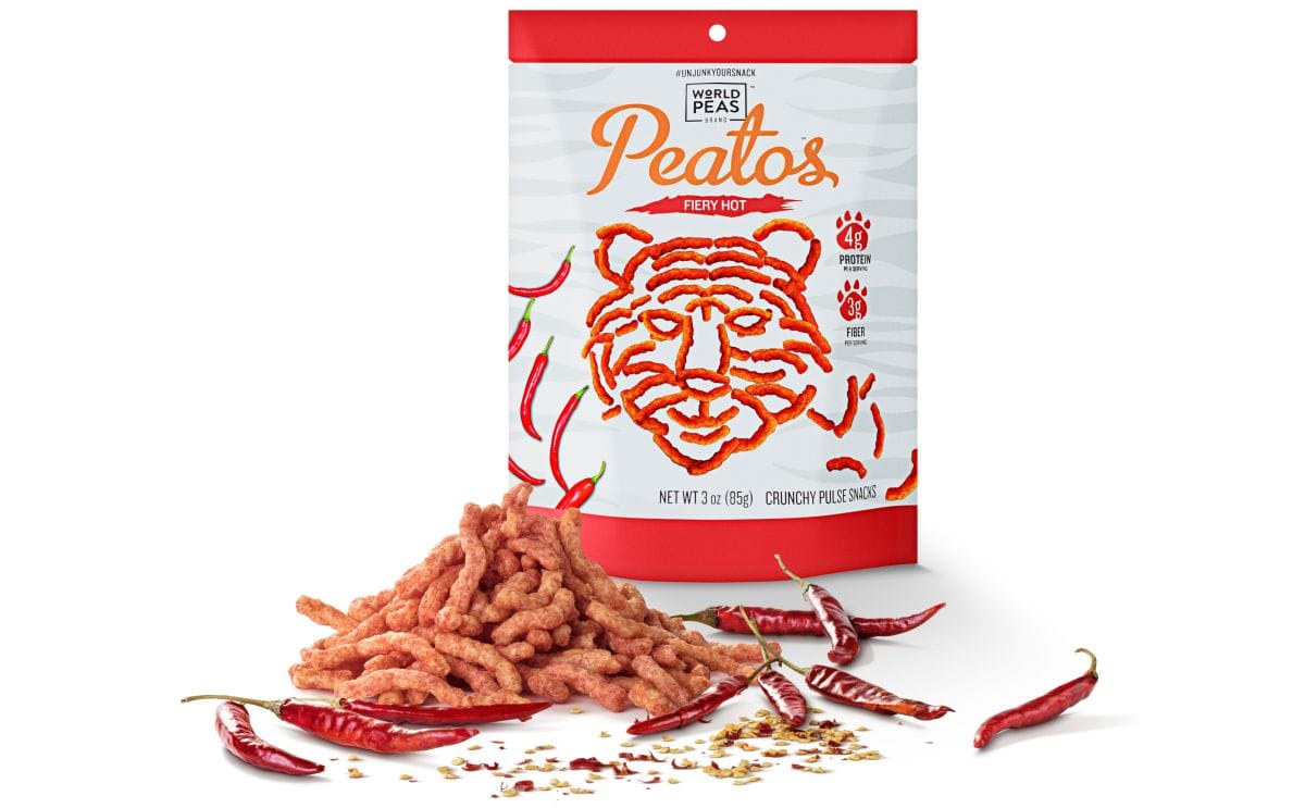 World peas brand peatos snacks fiery hot