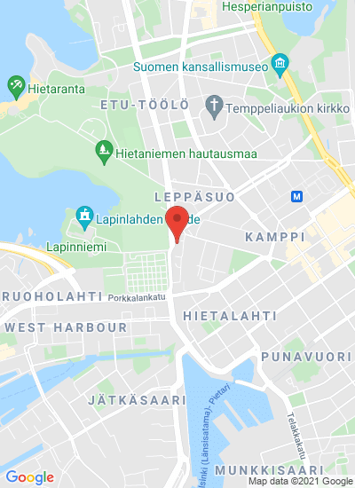 Map showing Helsinki, Finland