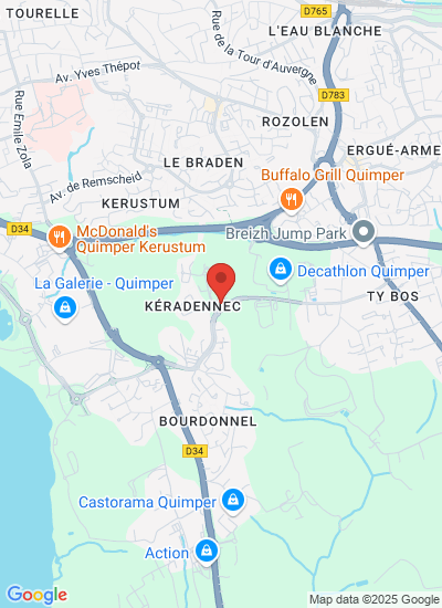 Map showing Quimper, France