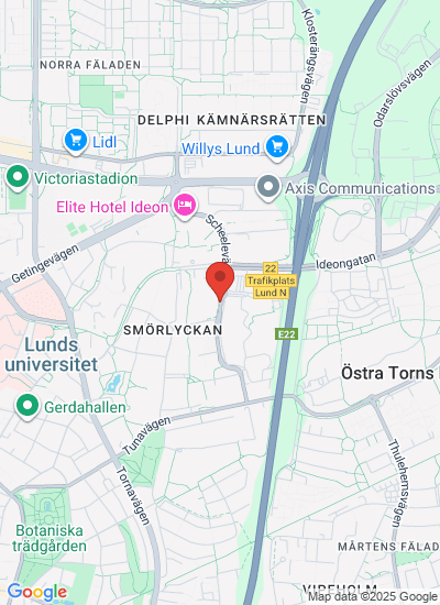 Map showing Lund, Sweden