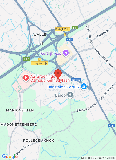 Map showing Kortrijk, Belgium