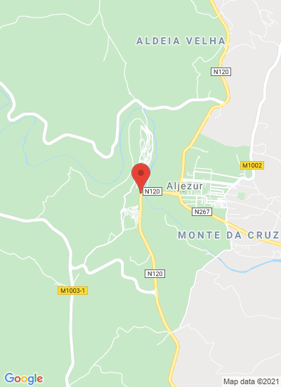 Map showing Aljezur, Portugal