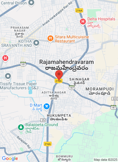 Map showing Rajahmundry, India
