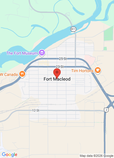 Map showing Fort Macleod, Canada