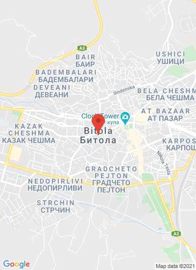 Map showing Bitola, North Macedonia
