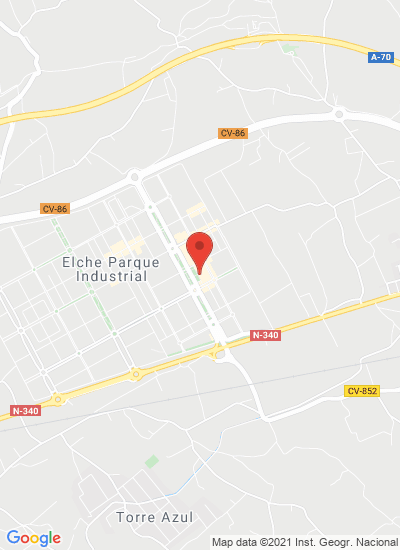 Map showing Elche, Spain
