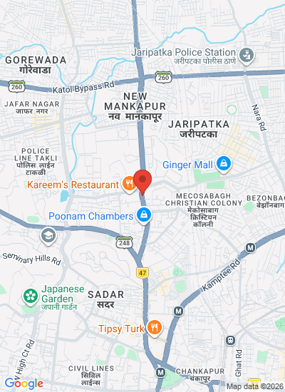 Map showing Nagpur, India