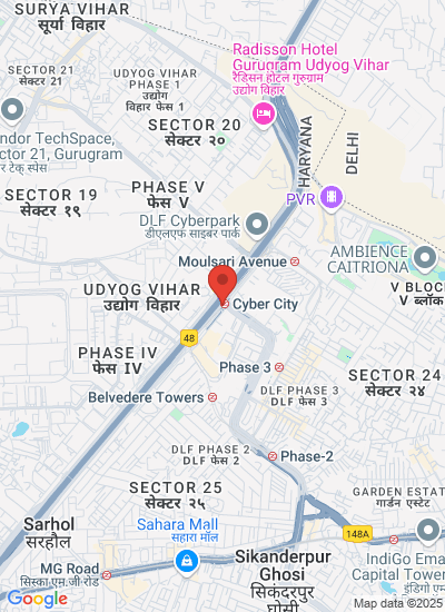 Map showing Gurgaon, India
