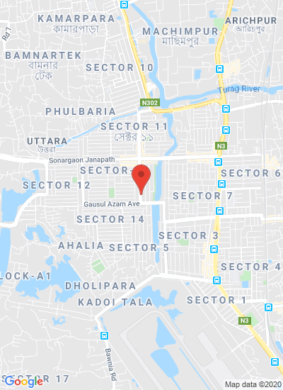 Map showing Uttara, Dhaka, Bangladesh
