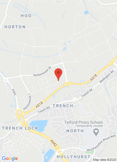 Map showing Telford, United Kingdom