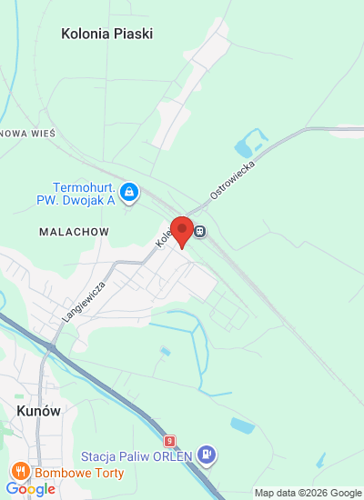 Map showing Kunów, Poland