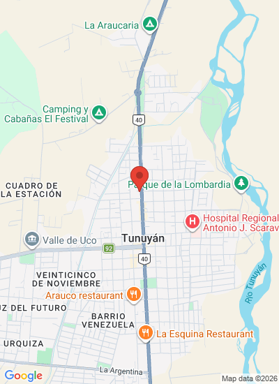 Map showing Tunuyán, Argentina