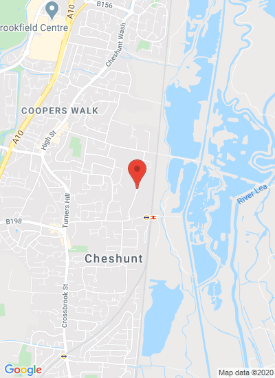 Map showing Hertfordshire, United Kingdom