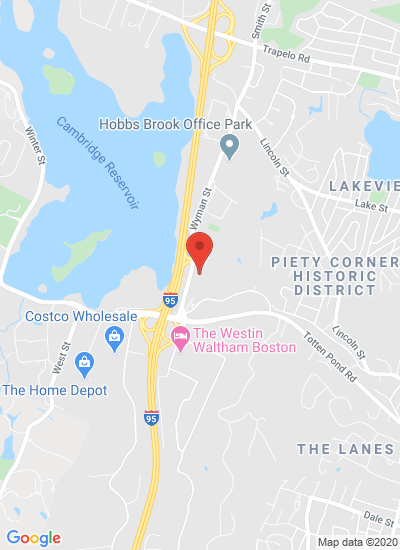Map showing Waltham, United States