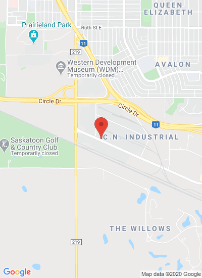 Map showing Saskatoon, Canada