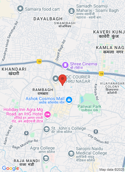 Map showing AGRA, India