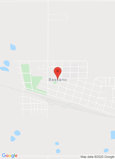 Map showing Bassano, Canada