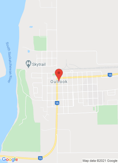 Map showing Outlook, Canada