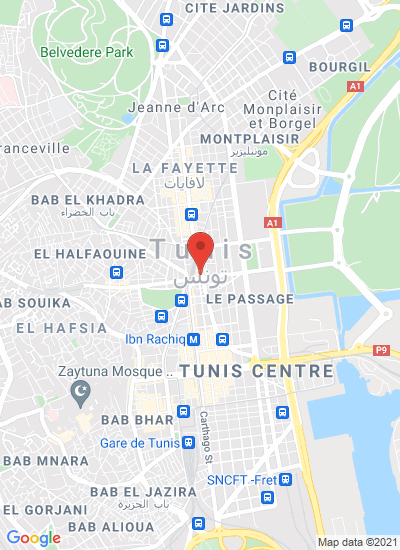 Map showing Tunis, Tunisia