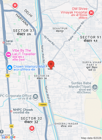 Map showing Faridabad, India