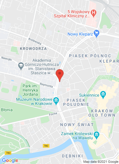 Map showing Krakow, Poland