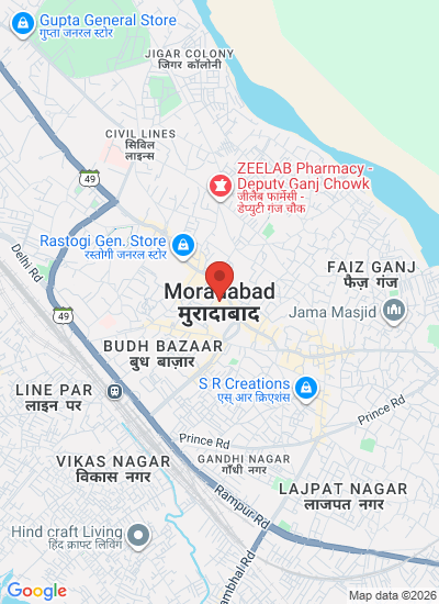Map showing Moradabad, India