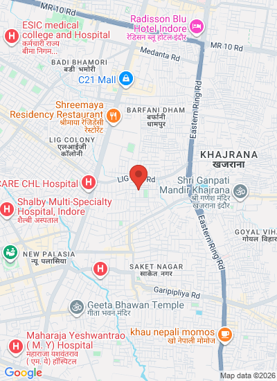 Map showing Indore, India