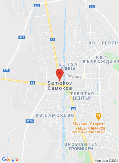 Map showing Samokov, Bulgaria
