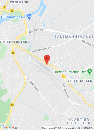 Map showing Kassel, Germany