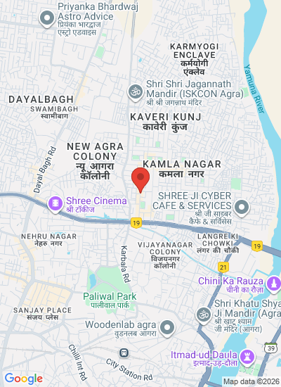 Map showing Agra, India