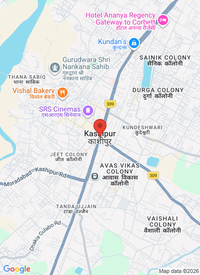 Map showing Kashipur, India