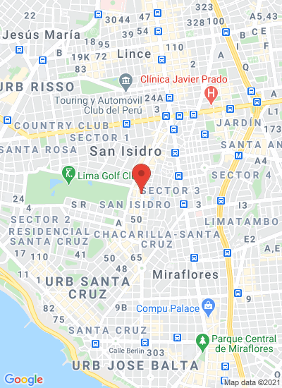 Map showing San Isidro, Peru