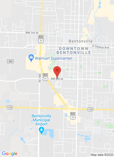Map showing Bentonville, United States