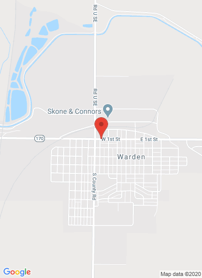Map showing Warden, United States