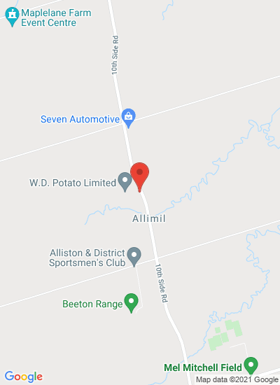 Map showing Beeton, Canada