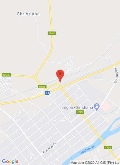 Map showing Christiana, South Africa